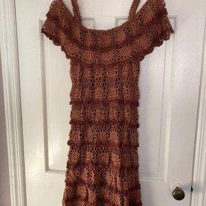Boston Proper Off-Shoulder Tiered Crochet Dress